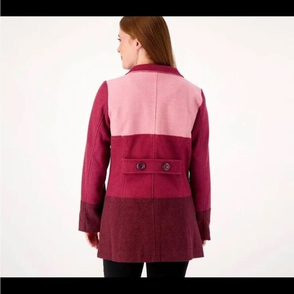 Isaac Mizrahi XXS New Faux Wool Color Block Coat - Picture 7 of 7